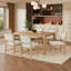 Ensemble de table de salle à manger rectangulaire en bois 7 pièces pour 6 personnes avec chaises rembourrées, finition naturelle / espresso-1076754927