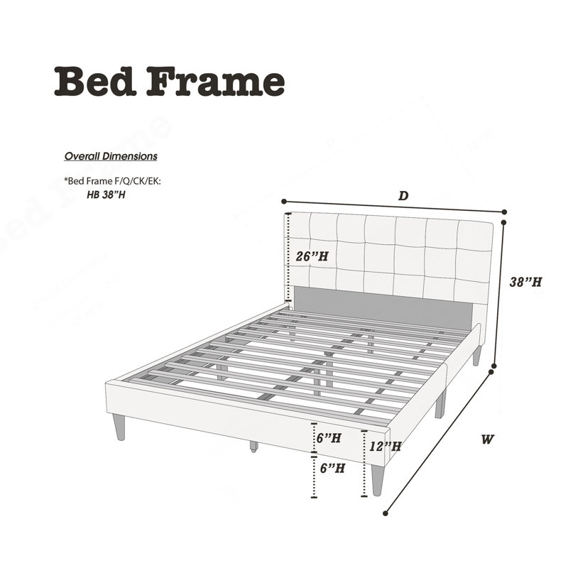 Mobilier de chambre à coucher moderne avec lit de taille grand lit 1pc, Gris anthracite, Grand lit