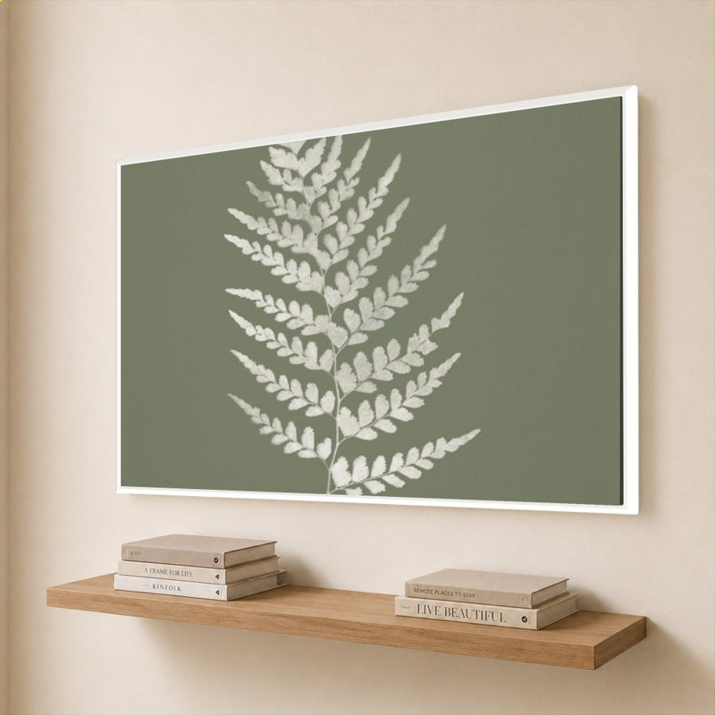 «True Green X» par Katie pertiet - impression sur toile, 40" x 30", Beveled Floating Frame, White