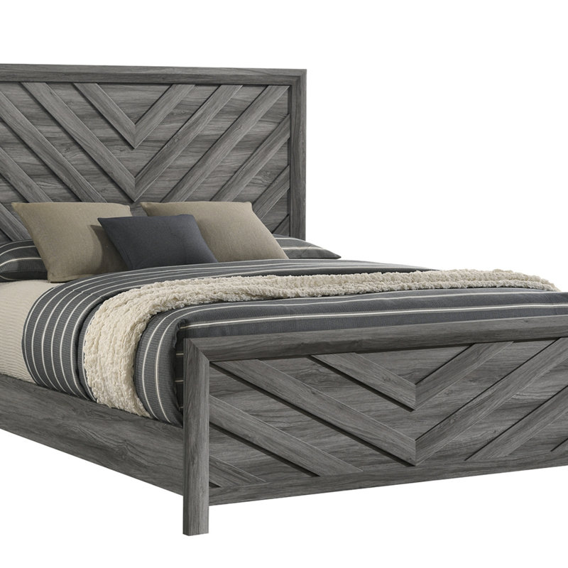 Lit simple en bois de style moderne, Gris