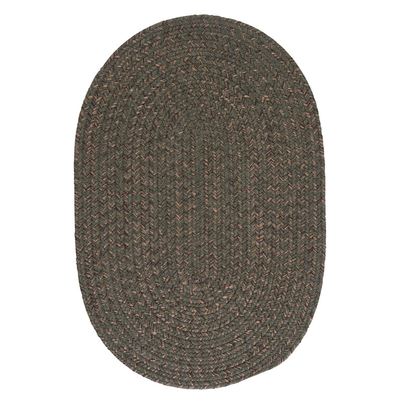 Tapis de zone verte olivere tressée Abey, Ovale 2 pi x 12 pi