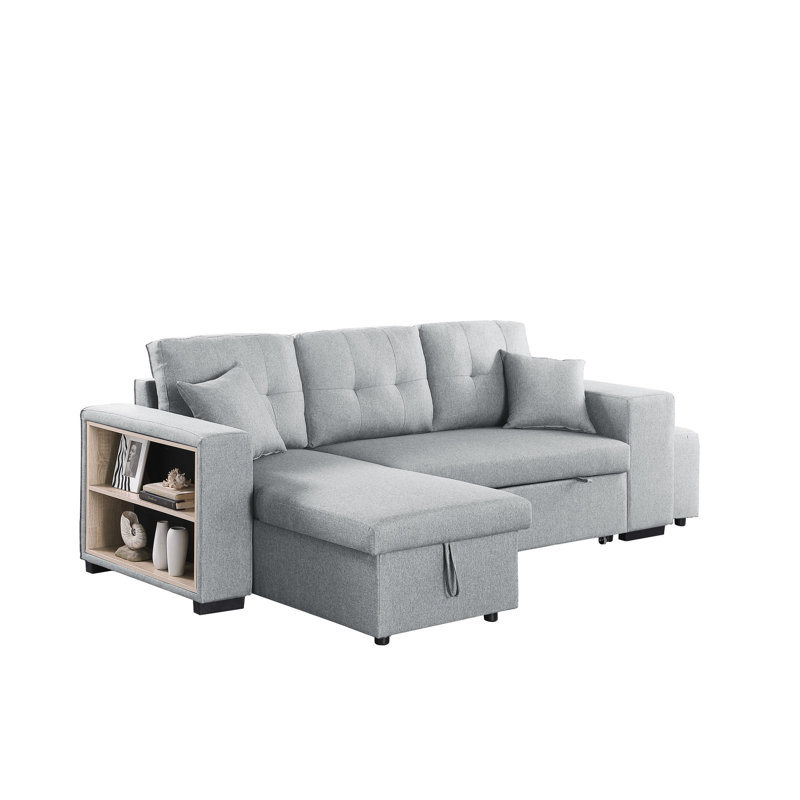 Canapé-lit modulaire rembourré en mousse de lin gris