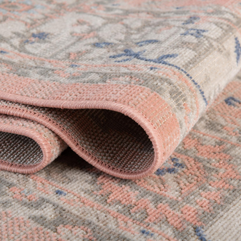 Tapis oriental rose poudre Exann, Ovale 8 pi x 10 pi