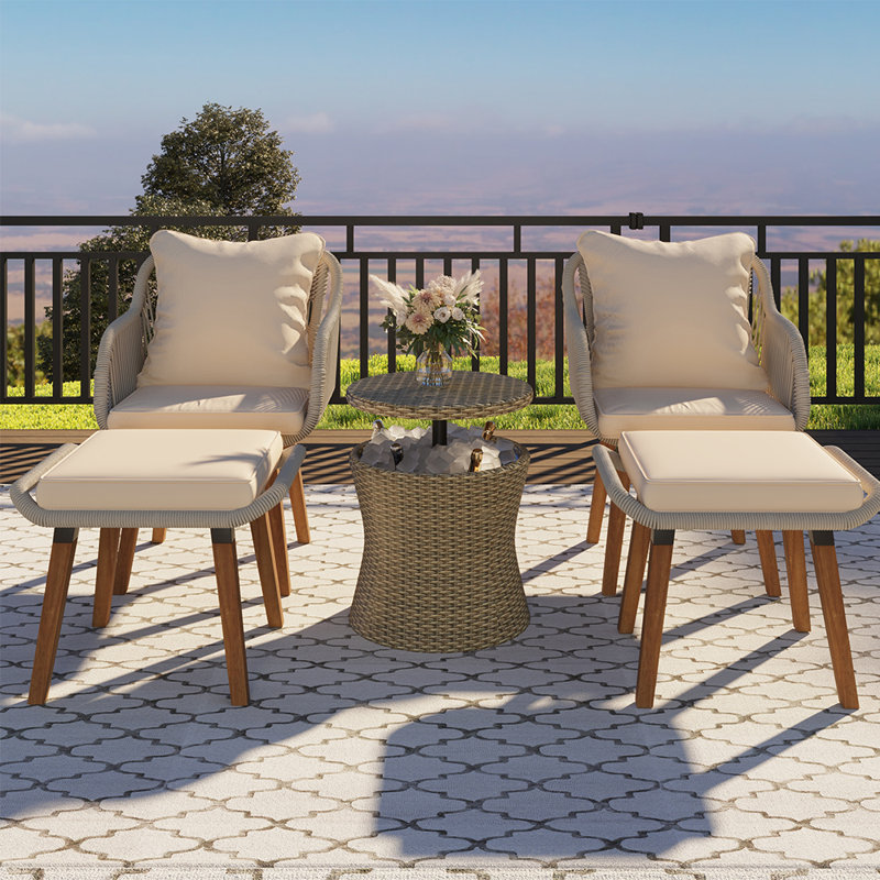 Gignac 2 - Person Patio Conversation Set with Cushions, Khaki