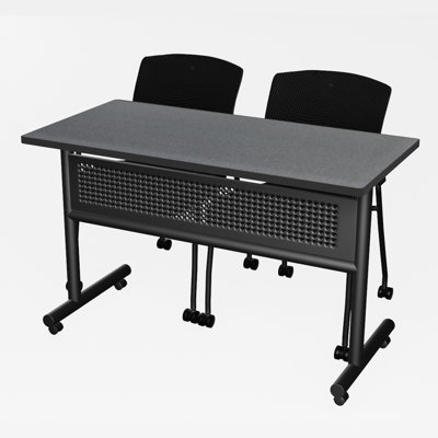 Malikka Rectangle 2 Person Flip Top Training Table and Chair Set with Modesty Panel by Inbox Zero