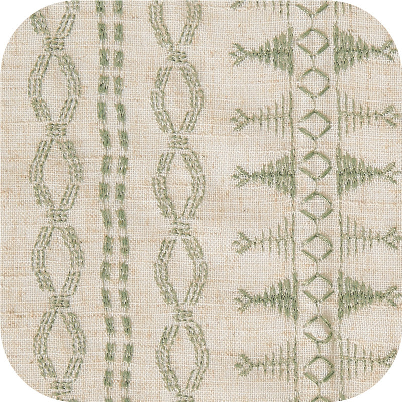 Paire de rideaux semi-transparents en lin Kidist, L 50 po x L 84 po, Sauge / beige
