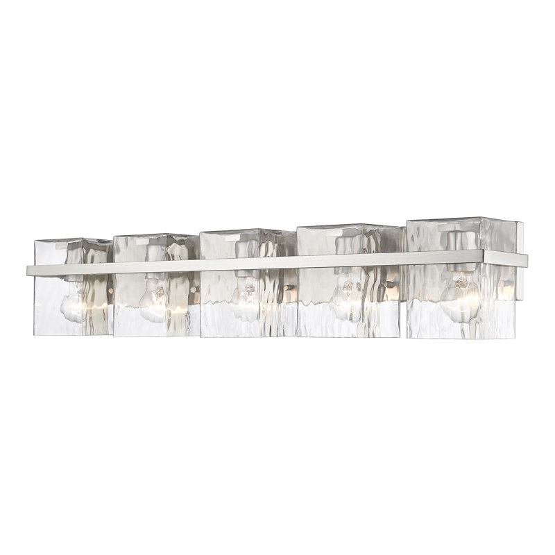 Arene Dimmable Steel Vanity Light, Brushed Nickel, 5 Lights, 7.75"H x 36.25"W x 5.5"D