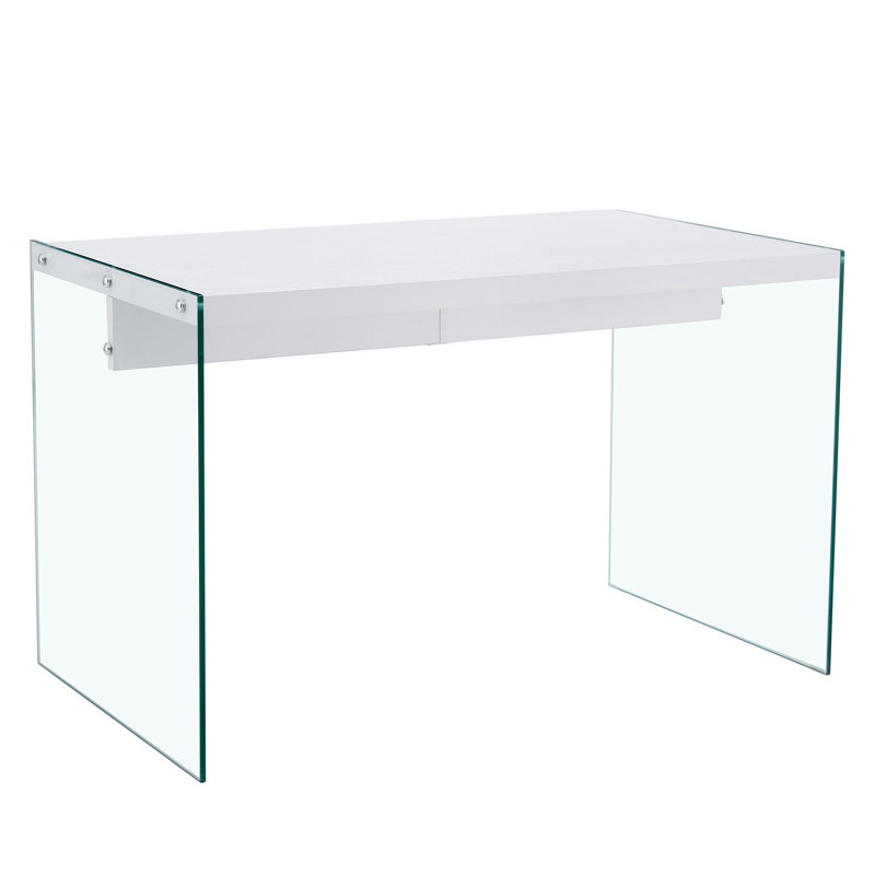 The top of the coffee table is made of MDF and white stickers, and the sides are clear tempered glass, White