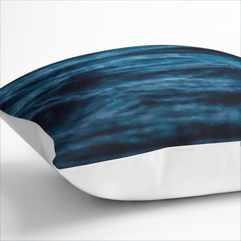 Dark Water In Blue Square Throw Cushion, 55cm H x 55cm W x 20cm D, White