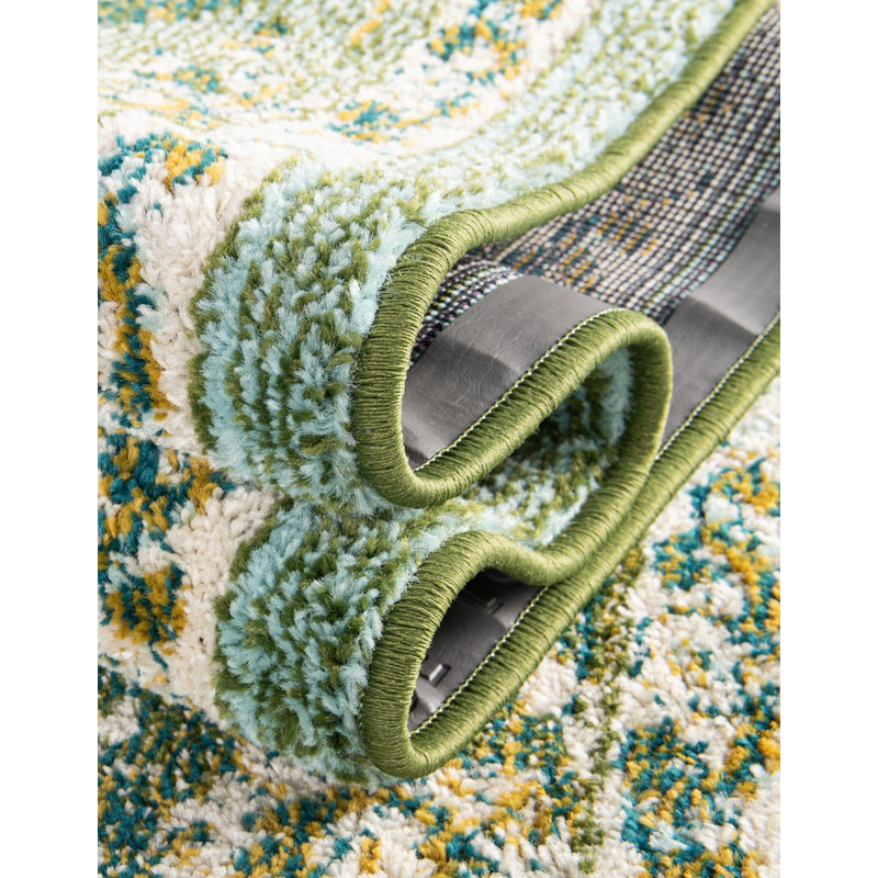 Kalf Abstract Green/Gray Rug, Runner 2'7" x 10'