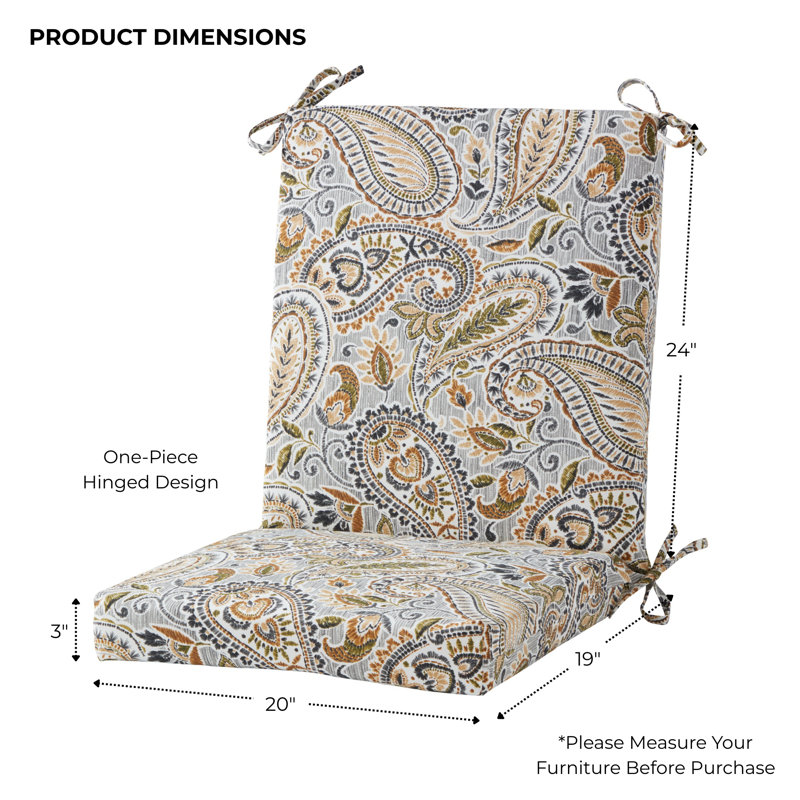 High Back Dining Chair Pad, Arctic Paisley