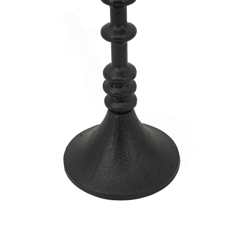 D4x13.5" Decorative Black Iron Candle Holder With Spindle Design