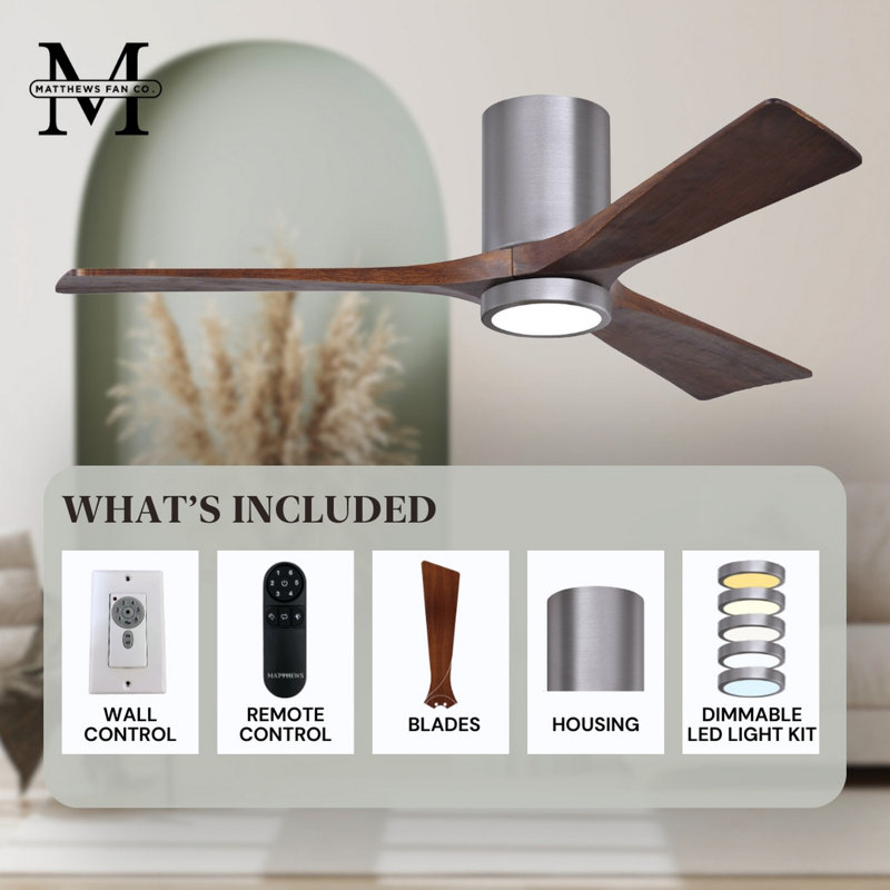 Irene LED Ceiling Fan, Brushed Pewter, Walnut, 42"