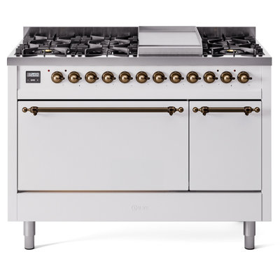 ILVE Nostalgie II 48 in Dual Fuel Range, 8 Burner, Griddle