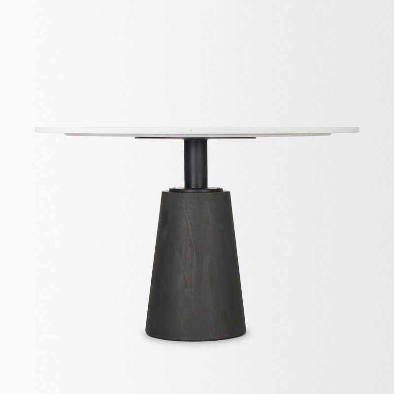Table de salle à manger 48 po, Noir, Bois massif, Bois massif