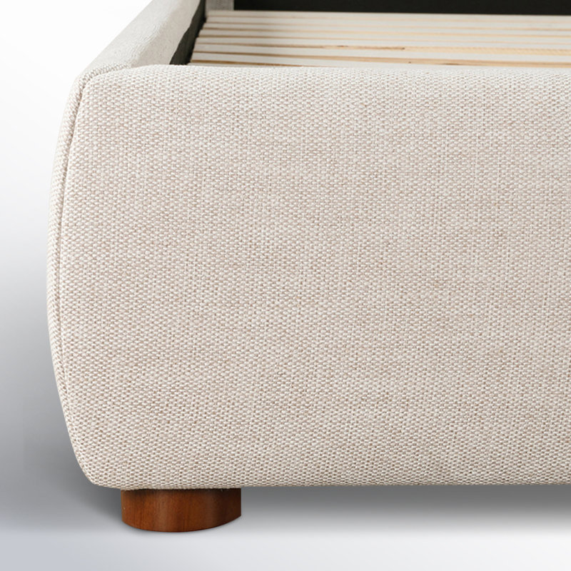 Timothy Upholstered Low Profile Platform Bed, King, Wheat Basketweave, 54