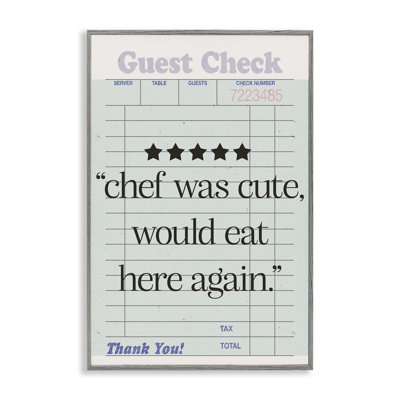 Cute Chef Guest Check Framed Giclee Art by Sd Graphics Studio