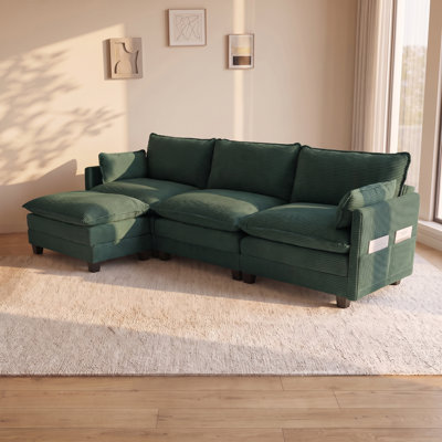 Oversized Modular Sectional Sofa with Movable Ottoman, 102 Inch Convertible L Shaped Couch for Living Room & Office