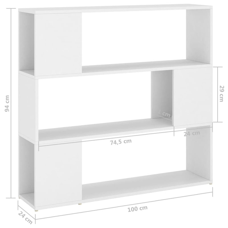 Lamyia 94cm H x 100cm W Standard Bookcase, White
