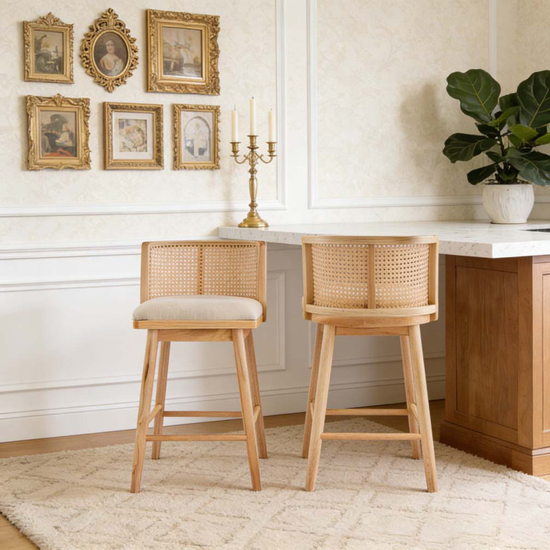 Tabouret de comptoir d'intérieur en bois, chaise de salle à manger, Naturel