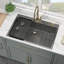 30'' L x 22'' W Drop-in Stainless Steel Kitchen Sink, Gunmetal Black Single Bowl Sink with Sink Grid, Strainer and Roll-up Rack