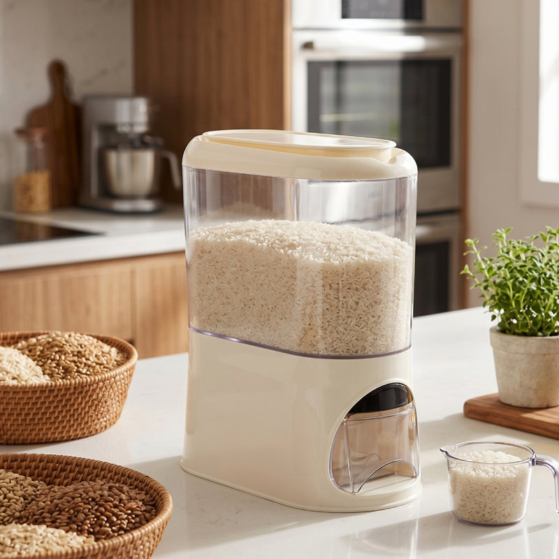 Contenant alimentaire, distributeur de riz, contenant de riz étanche à l'humidité avec tasse pour la cuisine