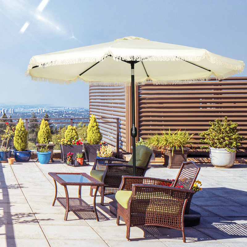 Parasol de patio blanc crème imperméable, pour l'extérieur