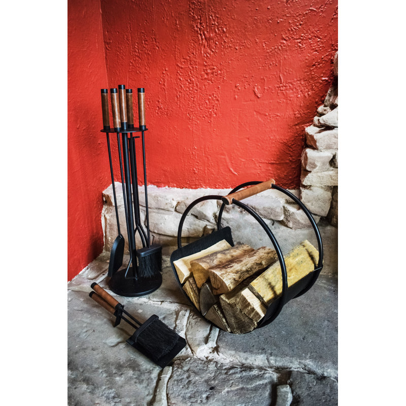 Iron Fireplace Tool Set, Black