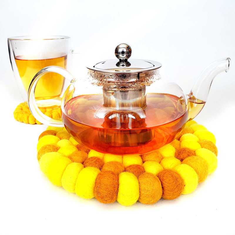 5006Trivets Round 1 Piece Trivet, Mustard Medley