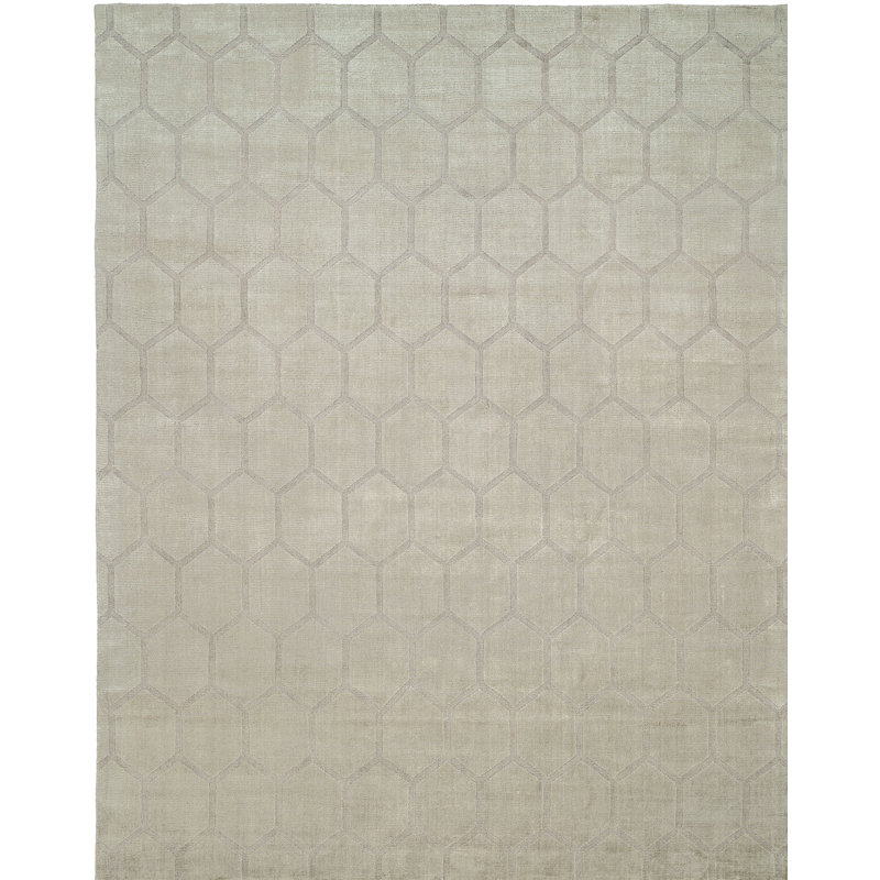 Hand Loomed Geometric Area Rug in Beige, Rectangle 6' x 9'