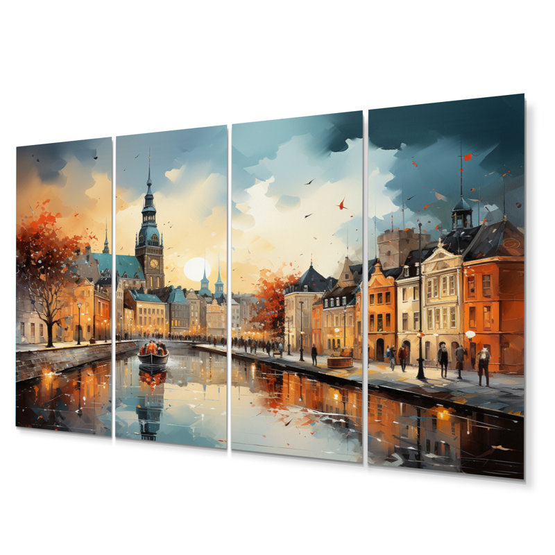 Danemark, paysage urbain Symphony II - ensemble de reproductions d'art mural en métal Cityscapes
