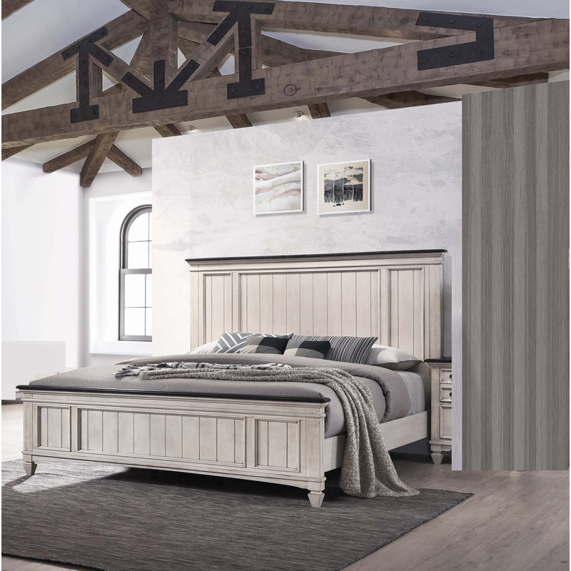 Lit à panneau brun rustique de style industriel 1pc (seulement lit)