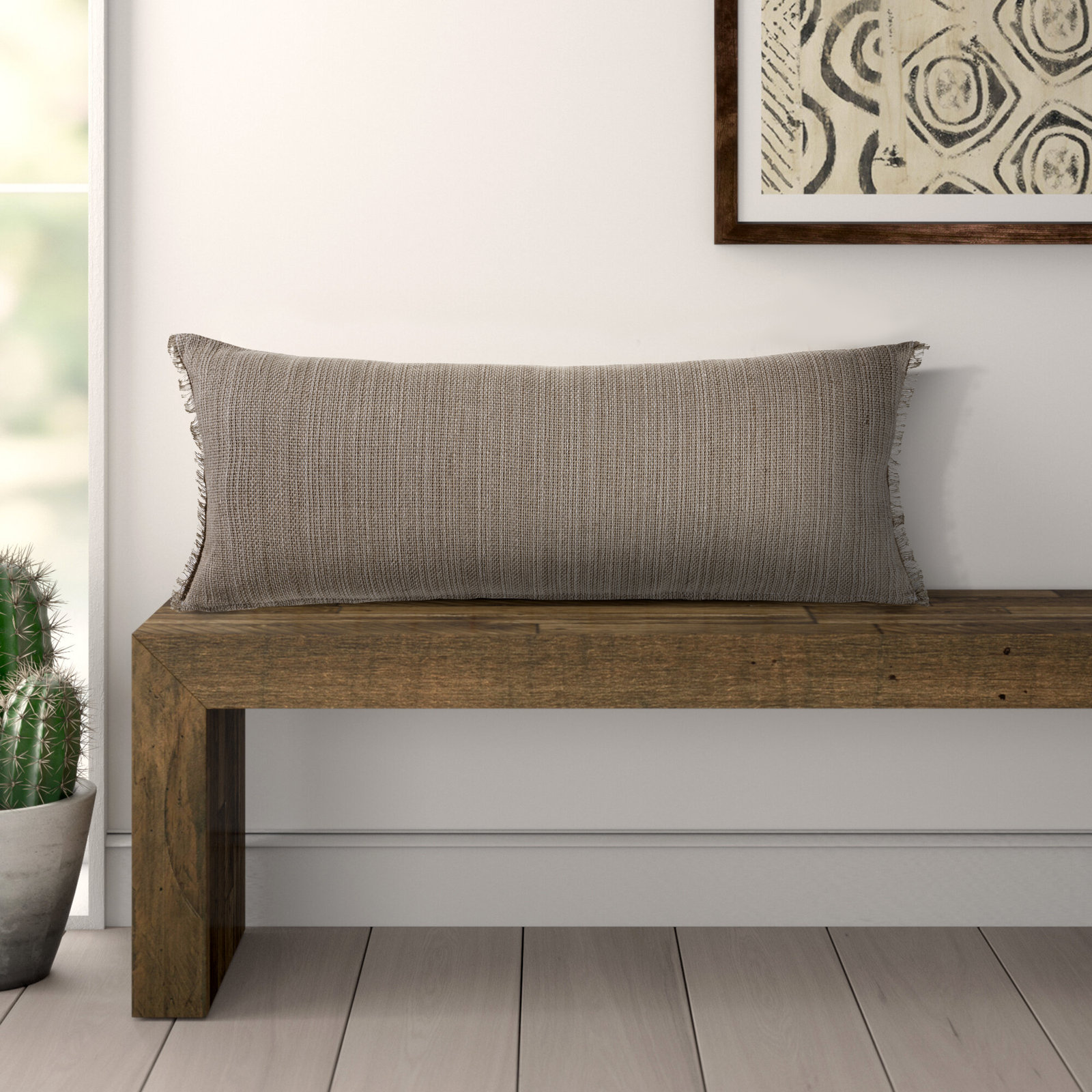 Cotton Lumbar Throw Pillow, Polyester/Polyfill