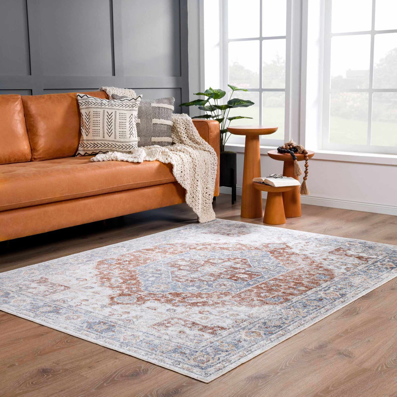 Tapis orange / gris Brookdene, Rectangle 5 pi 3 po x 7 pi