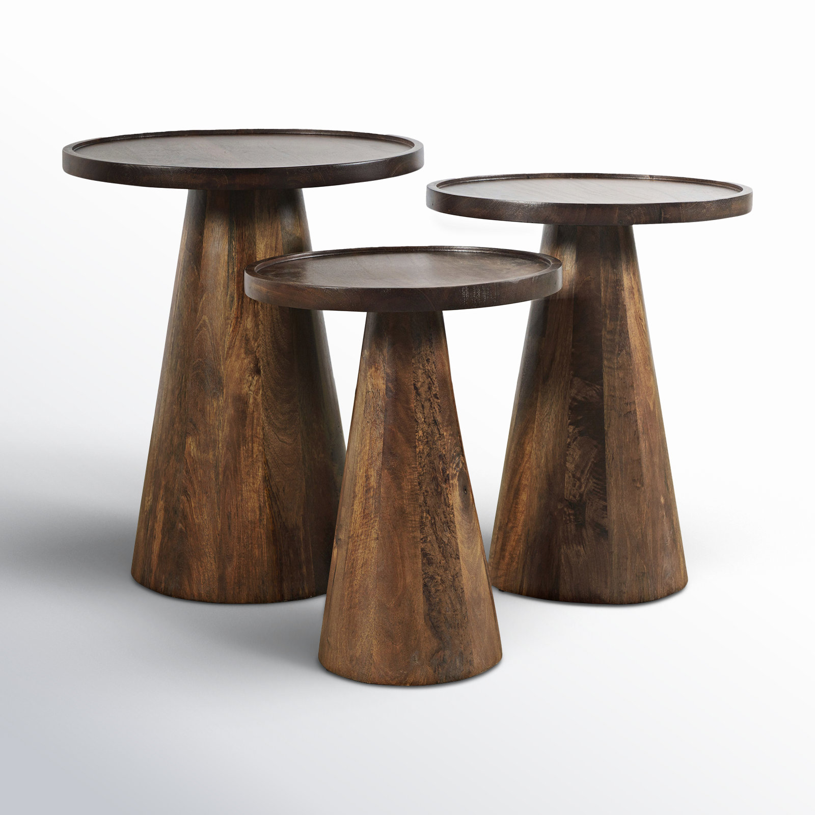 Jean Solid Wood Tray Top Pedestal End Table, Chestnut