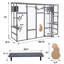 Enclos pour chat gris en bois avec 6 plateformes de saut, 2 condos, pont et grattoir