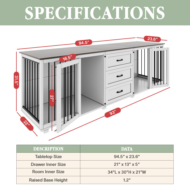 Corabelle Wood Furniture Style Crate with 2 Doors, Gray/White