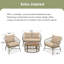 Ensemble de conversation d'extérieur 4 personnes avec coussins amovibles, ensemble de patio conversation avec plateau en bois d'inspiration bohémienne, beige
