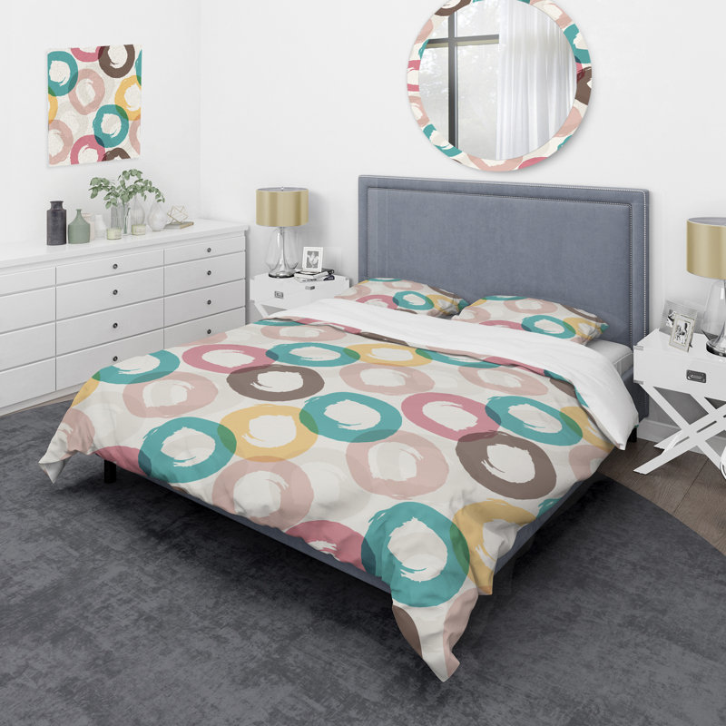 Multicolor Circle Pattern - Abstract Duvet Cover Set - Microfiber Polyester, Twin Duvet Cover + 1 Standard Sham