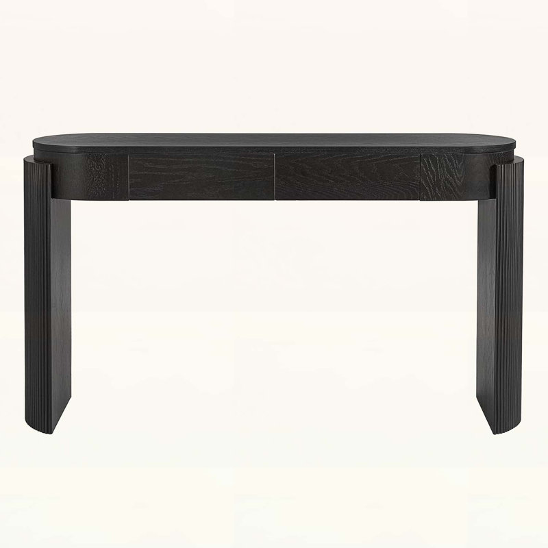 Console Table with Fluted Legs and Drawers, Black