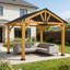 Auvents et abris de jardin durables avec structure en acier et en bois, abri de jardin moderne