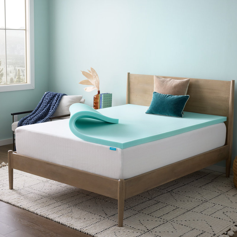  2" Cooling Gel and Green Tea Memory Foam Mattress Topper - Queen, Queen, 2 Inch