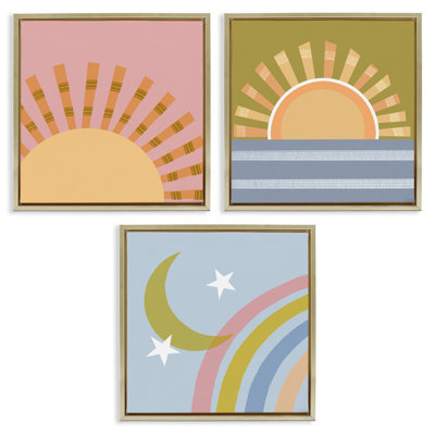 Ensemble de 3 toiles flottantes Rising Sun & Moon par Tina Finn