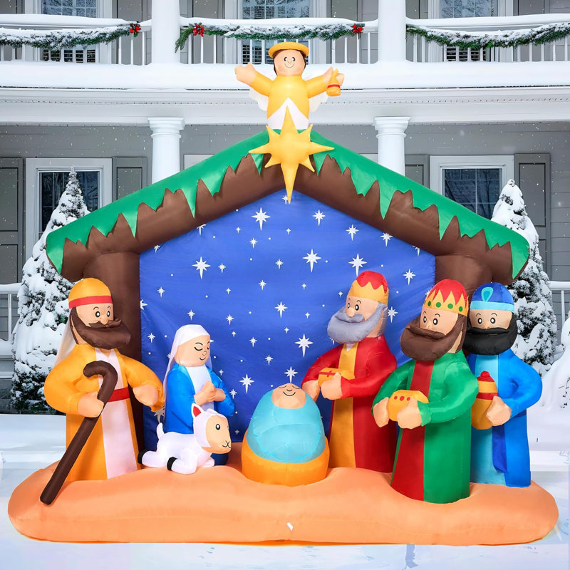 Crèche de Noël gonflable de 8 pi avec lumières DEL intégrées