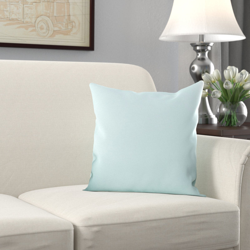 Solid Reversible Throw Pillow, 26" H x 26" W, Aqua