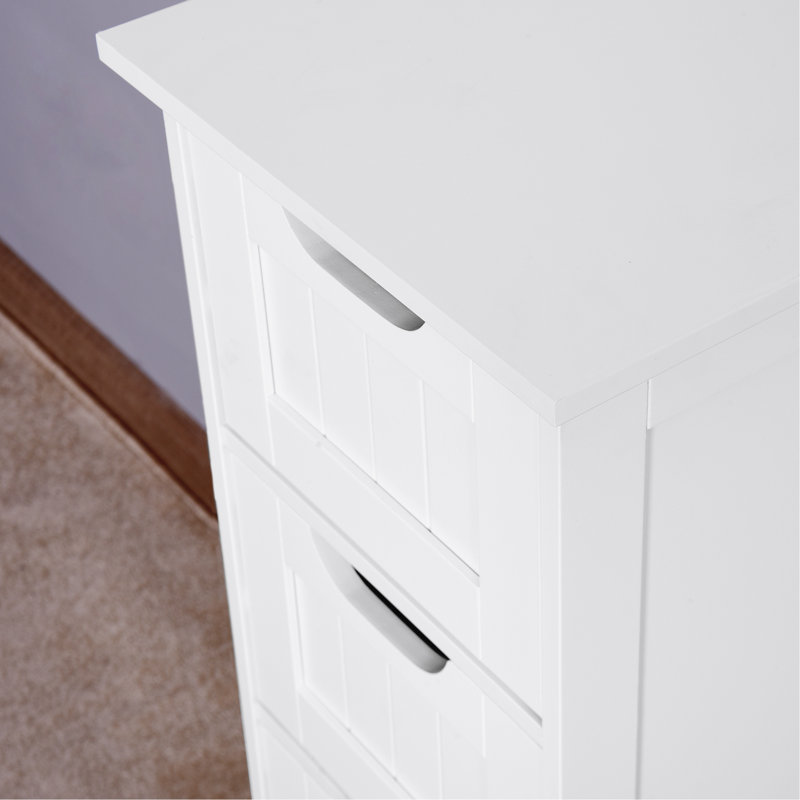 Armoire de rangement blanche pour salle de bain, armoire autoportante avec tiroirs