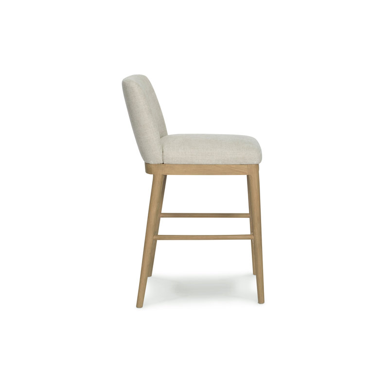 Menlo Beach Natural Brown Wood 27'' Counter Stool with Brass Kick Plate