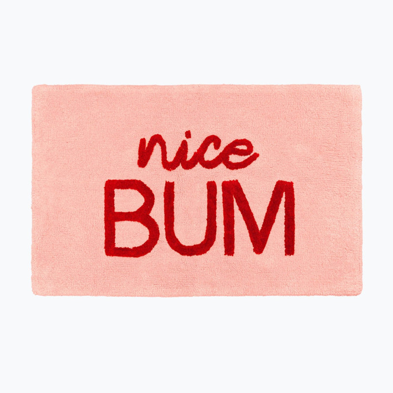 Kaitryn Nice Bum Slogan Bath Mat, Pink