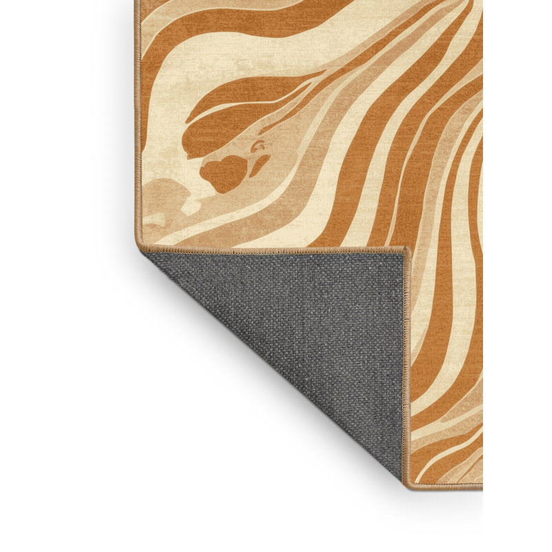 Tapis moelleux moelleux et moelleux à motif abstrait éclectique brun Iseminger Hydra, 7 x 10