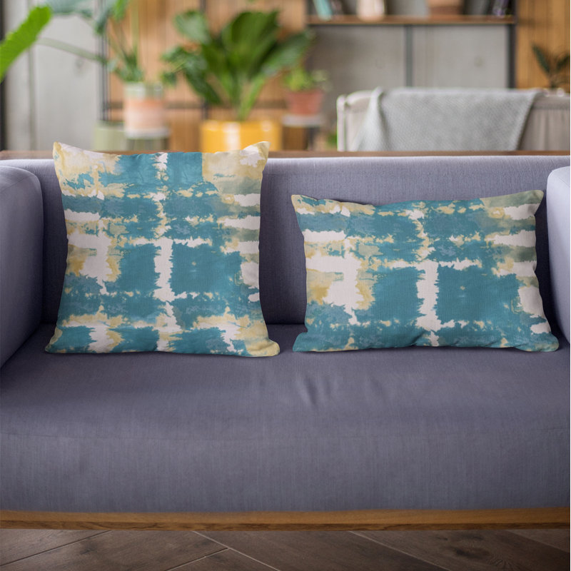 Coussin abstrait art contemporain, 22 po x 22 po